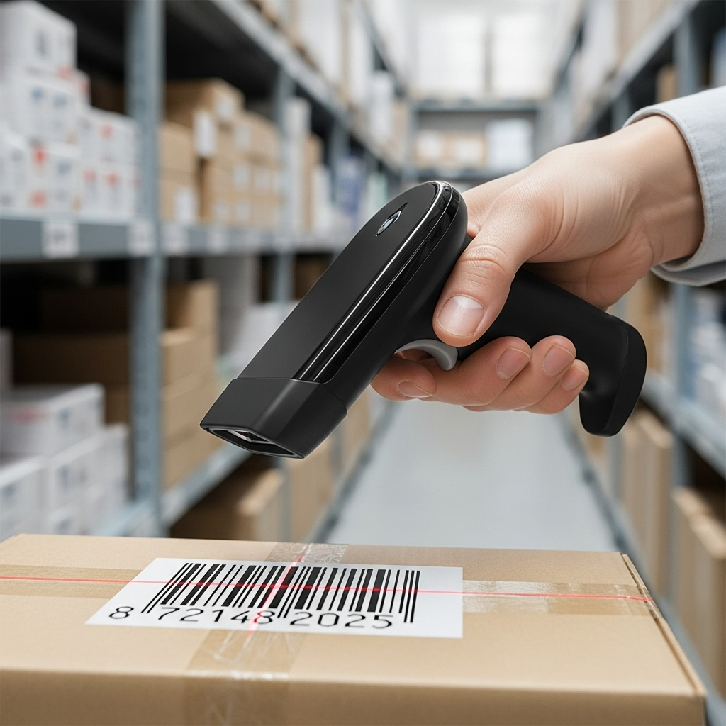 Personne scannant un code-barres